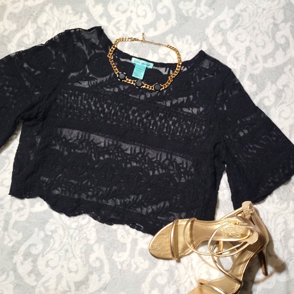 Black Lace Top - Picture 2 of 12